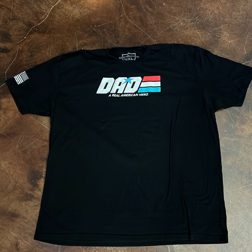 Men’s 4XL Shield Republic DAD REAL AMERICAN HERO black tshirt